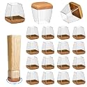 16 Pack Chair Leg Floor Protectors for Hardwood Floors, Round Rubber Furniture Sliders, 360°Felt Pad Bottom Wrapped Thickening Silicone Furniture Legs Caps Covers(Square,Clear-Brown-M)