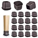 16 Pack Chair Leg Floor Protectors for Hardwood Floors, Round Rubber Furniture Sliders, 360°Felt Pad Bottom Wrapped Thickening Silicone Furniture Legs Caps Covers(Square,Walnut-M)