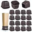 16 Pack Chair Leg Floor Protectors for Hardwood Floors, Round Rubber Furniture Sliders, 360°Felt Pad Bottom Wrapped Thickening Silicone Furniture Legs Caps Covers(Square,Walnut-L)