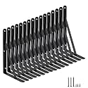 16 Pack L11 x H 8" Black Heavy Duty Shelf Brackets with Screws Metal Shelf Brackets Shelf Support Angle Brackets for Shelves L Brackets Heavy Duty Floating Shelf