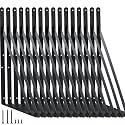 16 Pack L14 x H 10" Black Heavy Duty Shelf Brackets with Screws Metal Shelf Brackets Shelf Support Angle Brackets for Shelves L Brackets Heavy Duty Floating Shelf