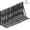 16 Pack L8 x H 6" Black Heavy Duty Shelf Brackets with Screws Metal Shelf Brackets Shelf Support Angle Brackets for Shelves L Brackets Heavy Duty Floating Shelf