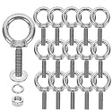16 Pack M10 Stainless Steel Eye Bolts with Nuts &amp; Washers,M10x1.37 L