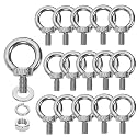 16 Pack M10 Stainless Steel Eye Bolts with Nuts & Washers,M10x0.65 L