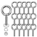 16 Pack M8 Stainless Steel Eye Bolts with Nuts &amp; Washers, M8x1.15 L