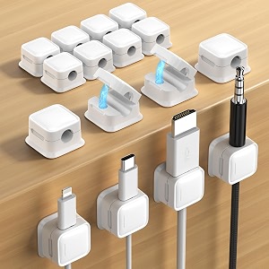 costop 16 pack magnetic cord organizer holderstrong adhesive desk cable management easy openorganize phone charging cords wire holder organizer neatly for homeofficecardesknightstand-white