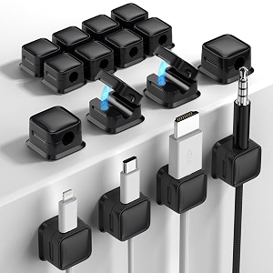 16 pack magnetic cord organizer holderstrong adhesive desk cable management easy openorganize phone charging cords wire holder organizer neatly for homeofficecardesknightstand-black w