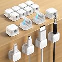Costop 16 Pack Magnetic Cord Organizer Holder,Strong Adhesive Desk Cable Management Easy Open,Organize Phone Charging Cords Wire Holder Organizer Neatly for Home,Office,Car,Desk,Nightstand-White