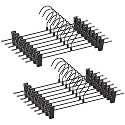 16 Pack Pants Hangers with Clips, 12.2 Inch Slim Metal Clothes Hangers with 360° Swivel Hooks, Heavy Duty Space Saving Closet Hangers for Jeans, Slacks, Shorts, Skirt (Black)