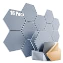 16 Pack Self-Adhesive Acoustic Panels 12" X 10" X 0.4" - Sound Proof Foam Panels for wall with High Density, Hexagon Design, Flame Resistant, Absorb Noise and Eliminate Echoes(Smoke Gray)