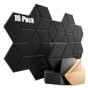 16 Pack Self-Adhesive Acoustic Panels 12" X 10" X 0.4" - Sound Proof Foam Panels for Walls with High Density, Y-Lined Design, Flame Resistant, Absorb Noise and Eliminate Echoes(Black)