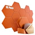 16 Pack Self-Adhesive Acoustic Panels 12" X 10" X 0.4" - Sound Proof Foam Panels for Wall with High Density, Hexagon Design, Flame Resistant, Absorb Noise and Eliminate Echoes(Tangerine)