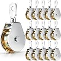 16 Pack Single Pulley Block Wheel 360° Swivel Pulley, 2 Inch