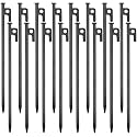 16 Pack Tent Stakes Heavy Duty Metal Tent Pegs for Camping Steel Tent Stakes 12 inch Unbreakable and Inflexible
