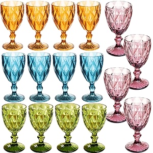 16 Pack Vintage Wine Glasses Plastic Reusable