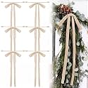 16 Pcs 20" Christmas Garland Twist Ties Beige Velvet Bow for Banister Decor