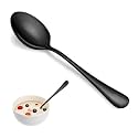 16 Pcs Black Tablespoon Spoon Set, Metal Spoons Silverware, 7.3 inch