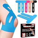 16 Pcs Blue Kinesiology Tape for Knees, Knee Support Tape
