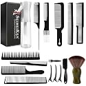 16 PCS Professional Barber Comb Set, Carbon Fiber Combs & Brush