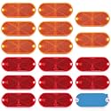 16 Pcs Reflectors Stick on Adhesive Bicycle Reflectors Safety, Oval