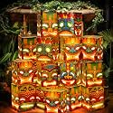 16 Pcs Tiki Totem Boxes with Light Luau Party Decorations Hawaiian