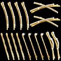 16 Pieces Gold Rhinestone Bobby Pins Set Delicate Decorative Fancy Crystal Hair Clips Shiny Fancy Metal Barrettes, I S X Shaped Diamond Hair Accessories for Women Ladies Girls Wedding Prom Party