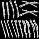 16 Pieces Rhinestone Bobby Pins Set Delicate Decorative Crystal Hair Clips Shiny Metal Barrettes, I S X Shaped Diamond Hair Accessories for Women Ladies Wedding Prom Party(Silver Classic type)