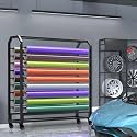 16 rods Commercial Fabric Roll Storage Rack, Large Textile Fabric Display Rack with Adjustable Hanging Rod, Movable Organizer Holder for Vinyl Roll/Leather Roll/Curtain Studio/Wallpaper (16 rods)