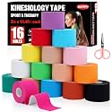 16 Rolls Kinesiology Tape, 16 Colors 2 inch x 16.4 Feet Kinetic Tape