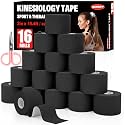 16 Rolls Black Kinesiology Tape, 2 inch x 16.4 Feet Kinetic Tape