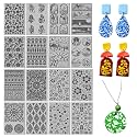 16 Sheet 4 Style Bohemian Flowers and Rainbow Polymer Clay Texture Mat Landscape Clay Modeling Pattern Pad Background Texture Sheets for Making Earrings Jewerly Tools, 4×2.6 inch