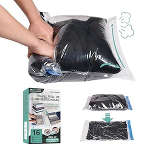 16 travel compression bags vacuum packing roll up travel space saver bags for luggage cruise ship essentials 6 large roll6 medium roll4 small roll