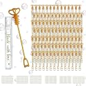160 Pack Bubble Wands Bulk Gold Heart Bubble Wands with Bubble Solution, Adult Guest Favors for Wedding, Bridal Shower, Anniversary and Valentine Ceremony Decorations