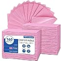 160 Pack Disposable Dental Bibs 13"x18", 3-Ply Waterproof Tattoo Bibs Sheet for Nail Salon, Dental Clinic, Feeding, Tattoo Shop (Pink)