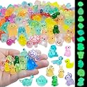Piemow 160 Pcs Mini Resin Animals Kit, Luminous Landscape Figurines Decor