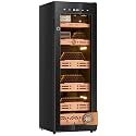 160L Electric Humidor with Thermostatic &amp; Humidistatic Control System, Fingerprint Safety Lock, 5 Cedar Wood Trays, 2 Glass Cups for Cigar Flavoring, UV Blue Light, Cigar Cabinet for Commercial/Home