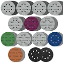 160pcs 5 inch 8 Holes Sanding Discs Hook & Loop Silicon Carbide Wet Dry Sandpaper with 2pcs Interface Pad 400 to 10000 Assorted Grit Orbital Sandpaper for Automotive Wood Metal Polishing