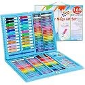 Parssufy 168 Pieces Art Set for Kids with Case, Art and Craft Supplies Kit for Drawing and Painting, Color Set with Markers, Water Colors, Brush, Color Pencils, Crayons (168 pcs Blue)