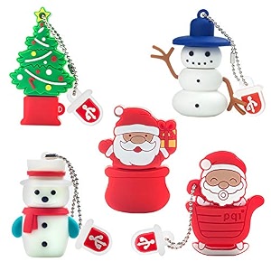 16gb usb flash drive christmas pattern 5 pcs with lanyard borlterclamp memory stick thumb drive for family and friends