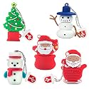 16GB USB Flash Drive Christmas Pattern 5 Pcs with Lanyard, BorlterClamp Memory Stick Thumb Drive, for Family and Friends
