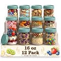 16oz Glass Jar with Lid, Over Night Oats Container with Lid, Storage Jars
