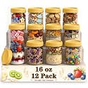 16oz Glass Jar with Lid, Over Night Oats Container with Lid, Storage Jars