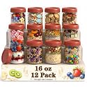 16oz Jars with Lids, Parfait Cups with Lids Reusable, Wide Mouth Mason Jar