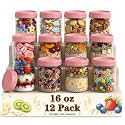 16oz Overnight Oats Containers with Lids, Pink Yogurt Containers with Lids