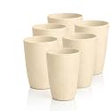 16oz Plastic Drinking Cups, Water Cups Set of 6 (Beige)