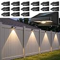 16Pack Solar Fence Lights Outdoor,3000/4000/6000K 3 Mode Fence Light Solar Powered with Ultra-Bright LED Lens, IP65 Waterproof, Solar Lights for Fence, Backyard, Railing, Patio, Wall, Step, Deck