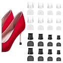16Pairs High Heel Protectors Stiletto Heel Repair Caps Covers &amp; Heel Stoppers 4 Sizes High Heel Tip Covers, Noise Reducing, Slip-On Caps (8 Pairs Clear / 8 Pairs Black)