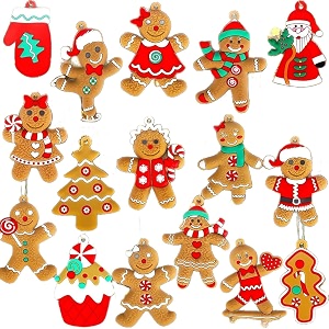 16pcs christmas decorations gingerbread house ornaments festive tree hanging decor for holiday party classroom and office family activity 16pcs red y