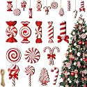 16Pcs Christmas Decorations, Gingerbread House Ornaments, Festive Tree Hanging Decor for Holiday Party, Classroom and Office, Family Activity (12pcs (red R)