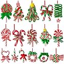 16Pcs Christmas Decorations, Gingerbread House Ornaments, Festive Tree Hanging Decor for Holiday Party, Classroom and Office, Family Activity (16pcs (red F)